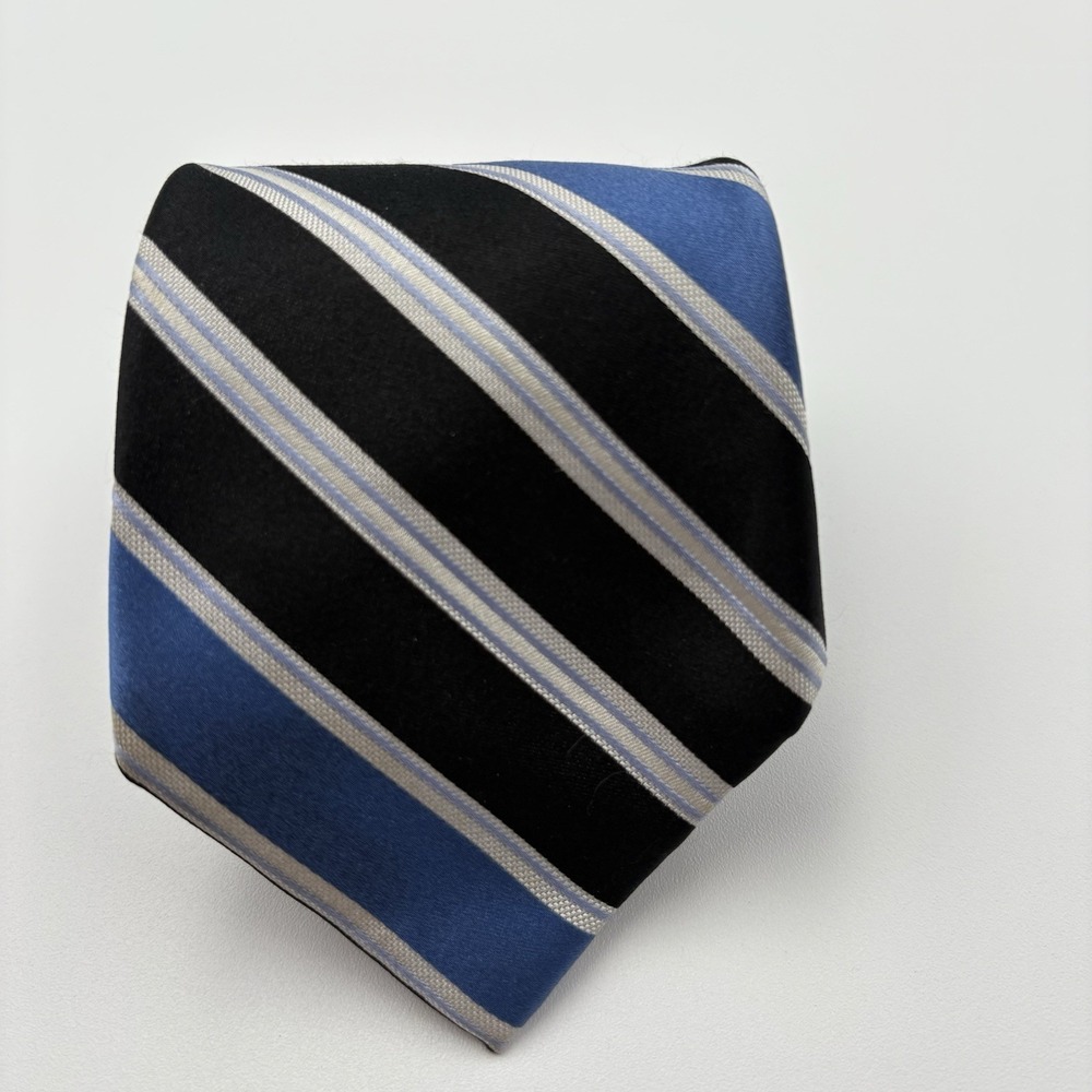 DKNY Tie Mens Blue Black Striped Silk Classic Business Formal Necktie